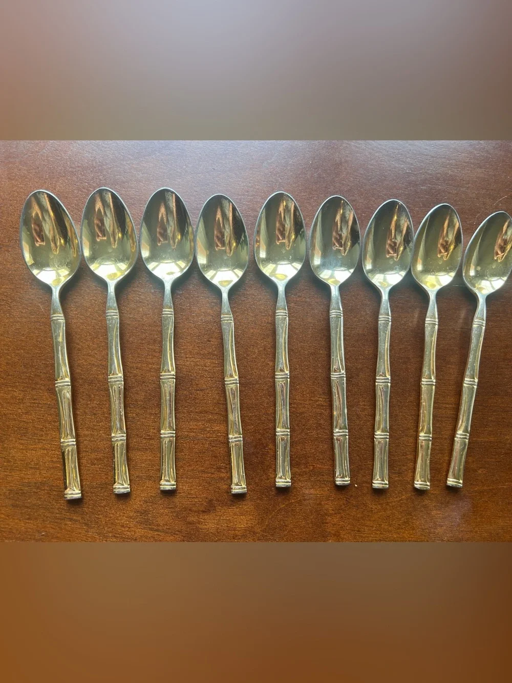Vintage Mid Century Gold Plate Kona Bamboo  Flatware Set 33-Piece Elegant Cutler